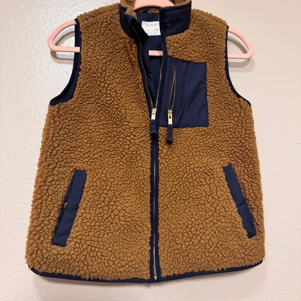 Crewcuts Brown Sherpa Vest with Navy Accents